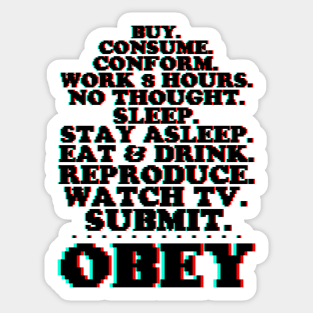 They Live Commands OBEY 3D Pixel Sticker